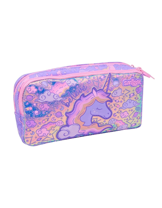 Smiggle Unicorn pocket pencil case with dreamy pastel unicorn design and glittery details